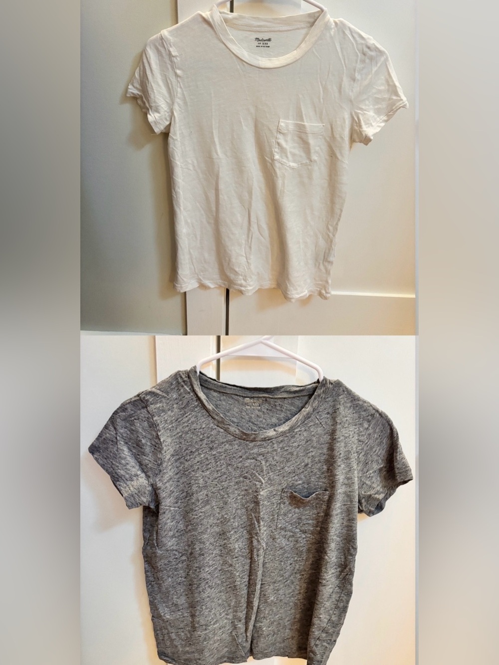 Madewell Women's Short Sleeve Pocket Tee - White and gray (2shirts)